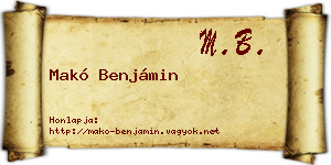 Makó Benjámin névjegykártya